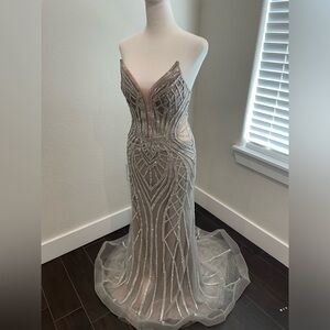 Cinderella Divine CC6018 LaDivine Strapless Embellished Mermaid Gown